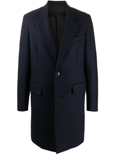 Ami Alexandre Mattiussi Single-breasted Mid-length Coat In Blue