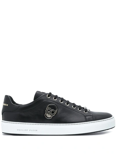 Philipp Plein Skull Plaque Low-top Sneakers In Black