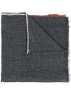 Brunello Cucinelli Contrast-stich Fringe Scarf In Grey