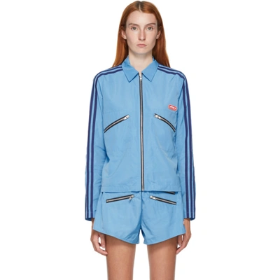 Adidas Lotta Volkova Blue Zip Shirt Jacket In Light Blue