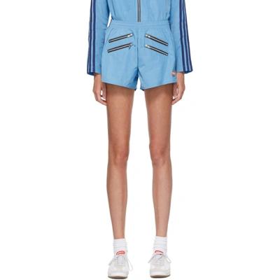 Adidas Lotta Volkova Blue Zip Shorts In Light Blue
