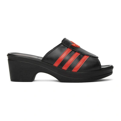 Adidas Lotta Volkova Black Trefoil Heeled Sandals