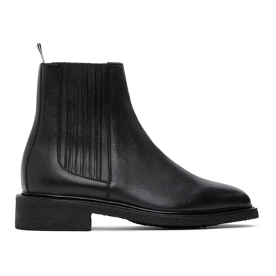Thom Browne Black Pebbled Chelsea Boots In 001 Black