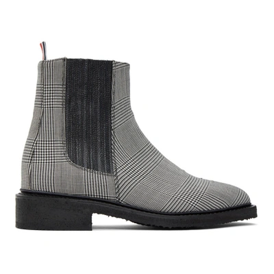 Thom Browne Houndstooth Check Chelsea Boots In Black