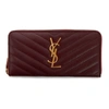 Saint Laurent Ysl Monogram Grain De Poudre Zip-around Wallet In 6475 Red