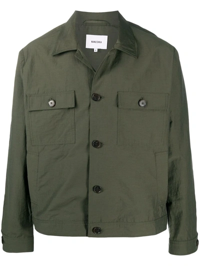 Nanushka Pax Button-up Shirt Jacket In Green