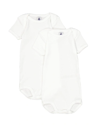 Petit Bateau Babies' Set Of 2 Cotton Bodysuits (1-36 Months) In White
