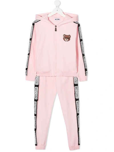 Moschino Kids' Logo Side Panel Tracksuit Set In Pink
