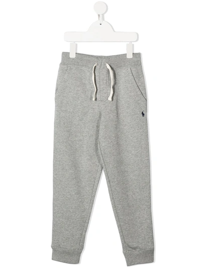 Ralph Lauren Kids' Logo Embroidered Track Trousers In Gray