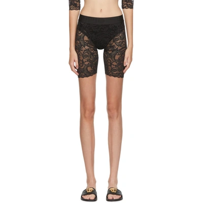 Versace Jacquard-trimmed Stretch-lace Shorts In Black