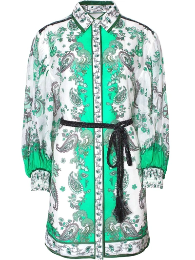 Alice And Olivia Oralia Belted Paisley-print Cotton And Silk-blend Mini Dress In Love Letter Multi