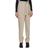Andersson Bell Emma Belted Layered Mélange Woven Tapered Pants In Beige