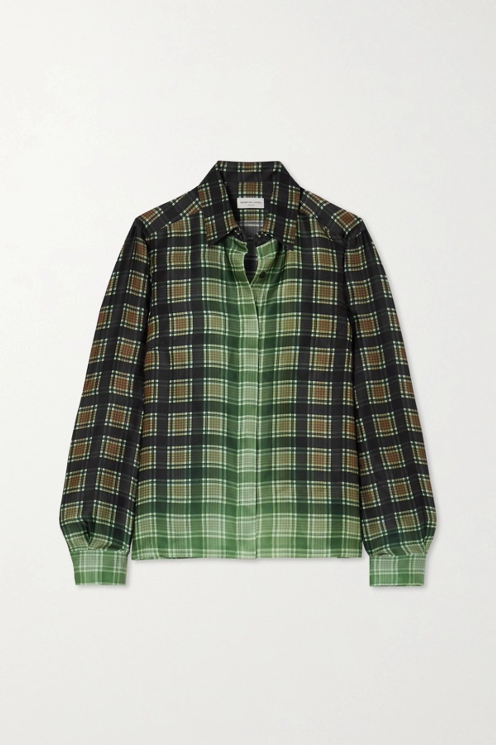 Dries Van Noten Women's Ombré Plaid Satin Shirt In Multi