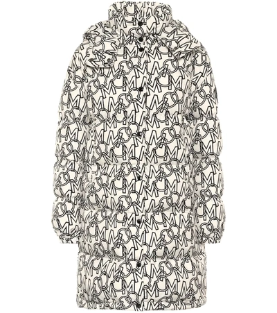 Moncler Womens Print Logo Gaou Hooded Brand-print Shell-down Coat Xs In Black And White