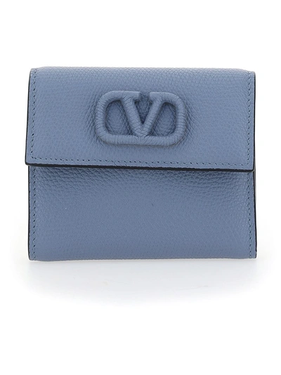 Valentino Garavani Valentino Vsling Trifold Wallet In Blue