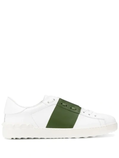 Valentino Garavani Open Color Block Leather Sneakers In White