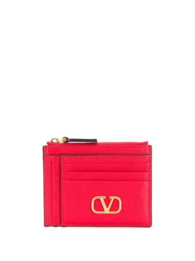 Valentino Garavani Vlogo Zip Cardholder In Red