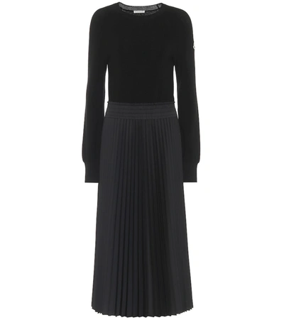 Moncler Wool Midi Dress In Black