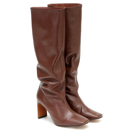 Souliers Martinez Enero Leather Knee-high Boots In Brown