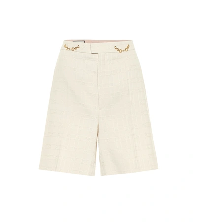 Gucci Checked Tweed Shorts In Beige