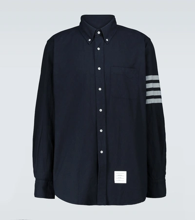 Thom Browne 4-bar Cotton Long-sleeved Shirt In Blue