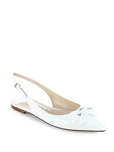 Jimmy Choo Blare Flat Optical White Patent Leather Sling Back Flats