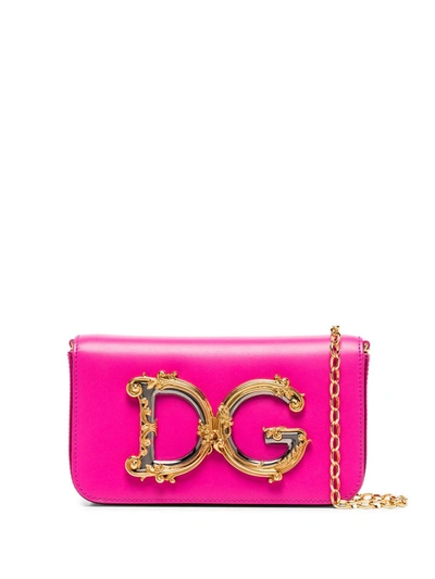 Dolce & Gabbana Pink Dg Girls Small Leather Cross Body Bag