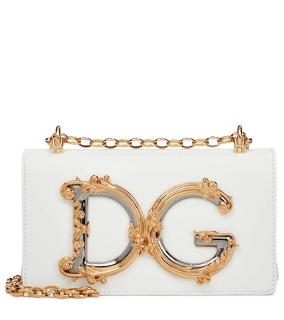 Dolce & Gabbana Dg Girls Mini Leather Shoulder Bag In White