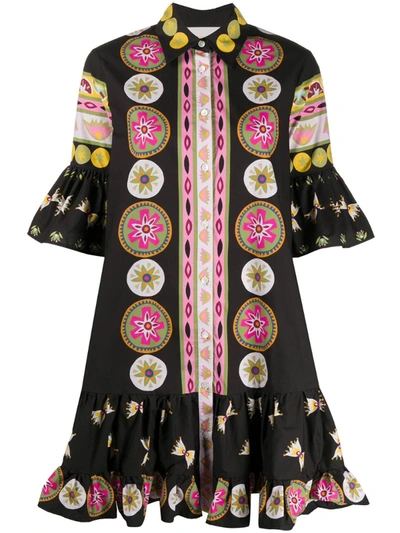 La Doublej Choux Geometric-print Cotton-poplin Dress In Tanti Bacetti