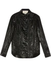 Gucci Long-sleeve Lamé Shirt In Black