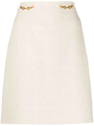 Gucci Horsebit-plaque Cotton-blend Tweed Mini Skirt In Beige