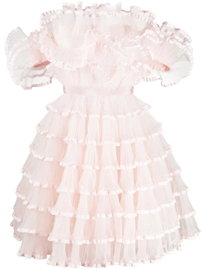 Giambattista Valli Off-the-shoulder Tulle Mini Dress In Pink