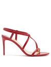 Christian Louboutin Selima 85 Crocodile-effect Leather Sandals In Loubi Red