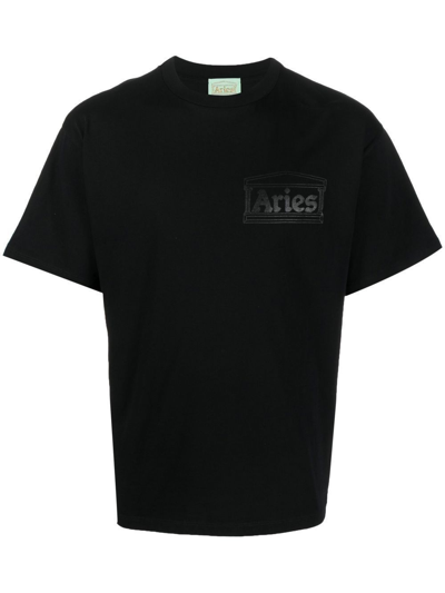 Aries Temple-print Cotton T-shirt In Black