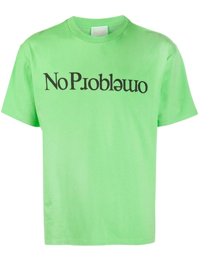 Aries No Problemo Cotton-jersey T-shirt In Green,black