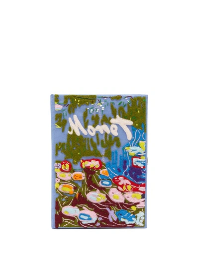 Olympia Le-tan Monet Water Lillies Embroidered Book Clutch In Multi
