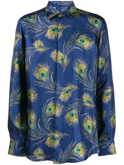 Dolce & Gabbana Peacock Print Shirt In Blue