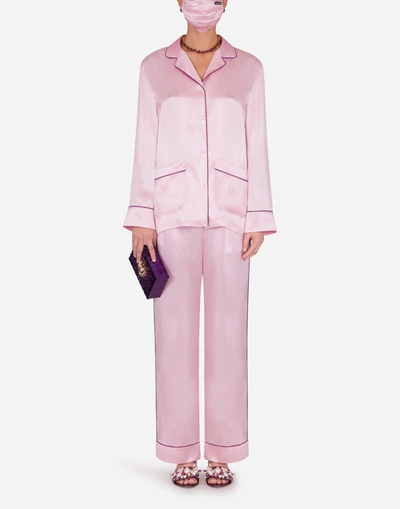 Dolce & Gabbana Dg-embellished Pajama Set With Matching Face Mask