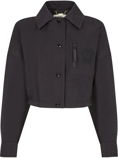 Fendi Logo-embossed Cropped Shirt Jacket In Black