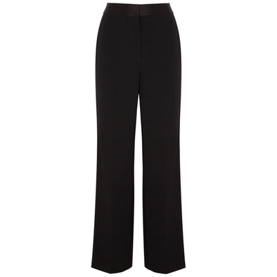 Diane Von Furstenberg Beau Satin-trimmed Straight-leg Trousers In Black