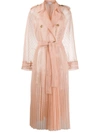 Red Valentino Tulle Sheer Trench Coat In Neutrals