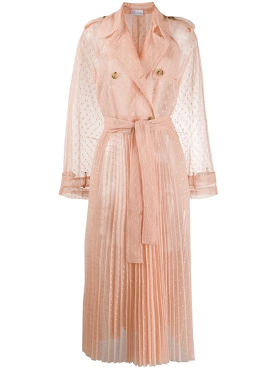 Red Valentino Tulle Sheer Trench Coat In Neutrals