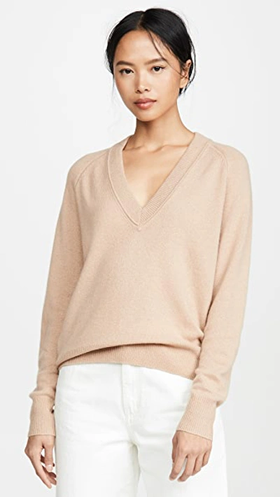 Equipment Madalene Cashmere V Neck Sweater In Camel