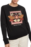 Scotch & Soda Embroidered Cotton-blend Sweatshirt In Black