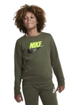 Nike Kids' Sportswear Logo Graphic Fleece Sweatshirt In Cargo Khaki
