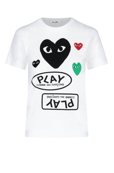 Comme Des Garçons Play Logo-print Short-sleeved T-shirt In White