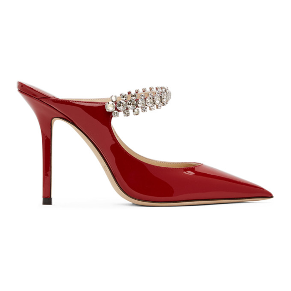 Jimmy Choo Bing Embellished Patent Leather Mules In Red | ModeSens