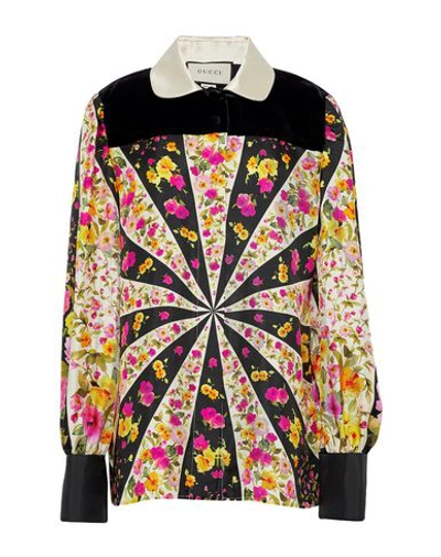 Gucci Floral Shirts & Blouses In Black