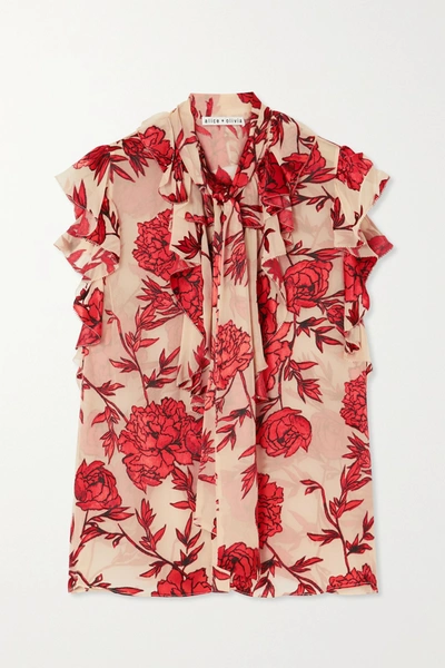 Alice And Olivia Alice + Olivia Robbie Floral-print Sleeveless Blouse In Red