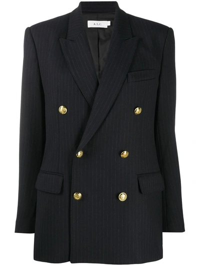 A.l.c Pinstripe Double-breasted Blazer In Navy